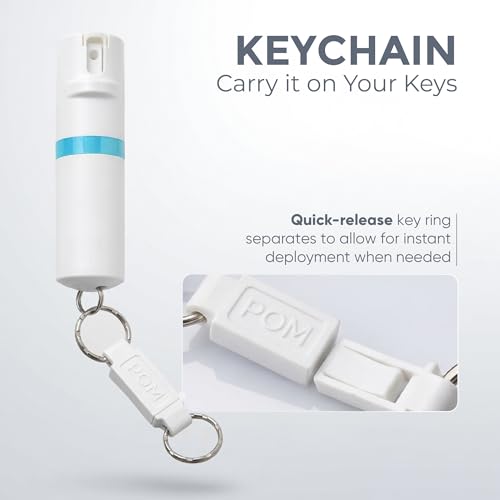 POM Pepper Spray & Personal Alarm Safety Kit – OC Self Defense Keychain Spray & Loud Emergency Alarm for Campus Safety, Women & Students - color: White X Lavender, style: Keychain Model