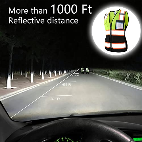 Safety Vest for Men Women Reflective Construction Vest Hi Vis ANSI Standard - color: Yblack-w, size: Medium