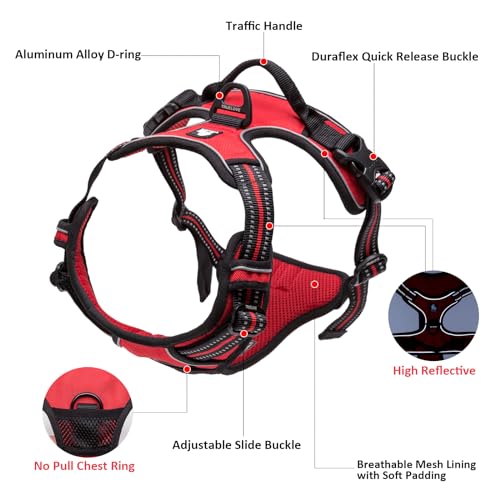TRUE LOVE Adjustable No-Pull Dog Harness Reflective Vest, Purple, S - color: Purple, size: S