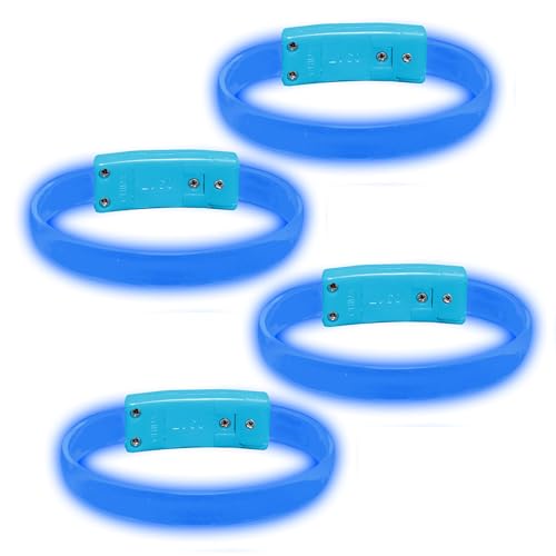 4 Magic Band Pack | Glow in The Dark | Flashing Light up for Concerts | Running Lights for Runners | Glow in The Dark Bracelets | Led Bracelet - color: Blue