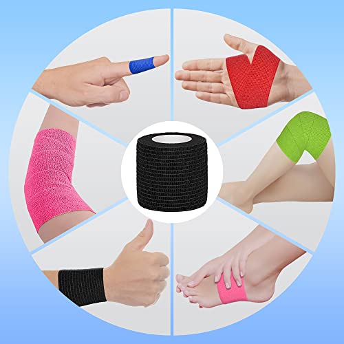 Tindobewan Self Adhesive Bandage Wrap, 2 Inches 8 Rolls Black - color: Black, size: 2 Inch
