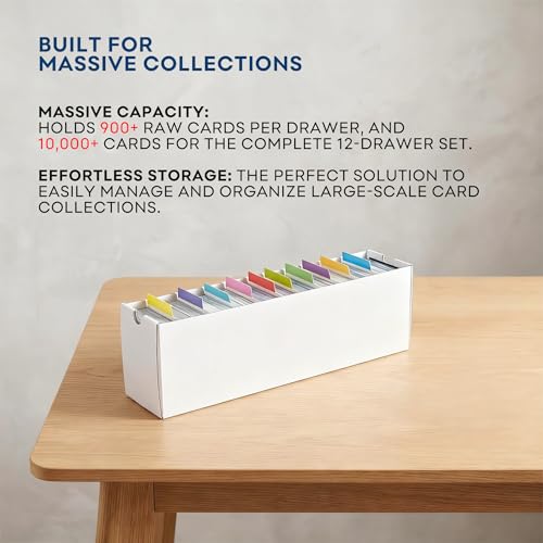 MTG Card Storage Box, Cardboard Trading Card Box W/ Dividers for Sports TCG - color: White-12 drawers/3 Sets