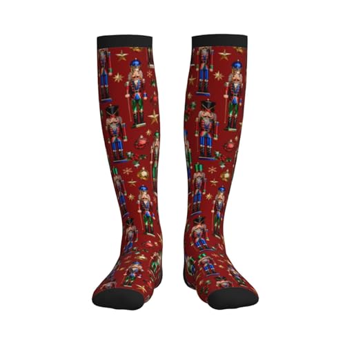 Compression Socks, Unisex 15-20 mmHg Knee High Support Socks - color: Nutcrackers