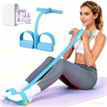 Pedal Resistance Band with Handle, Upgraded 6-Tube Exercise Bands - color: Blue