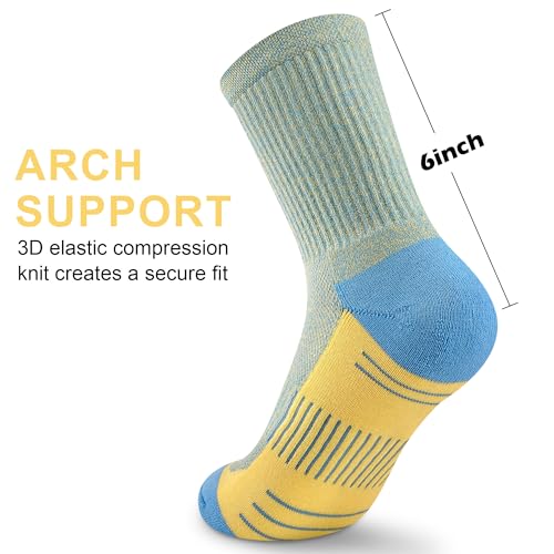 cuangya Women Crew Socks Athletic Cushioned Running Hiking 3-5 Pairs - color: 5 Pairs Lush Greenery, size: 5-8