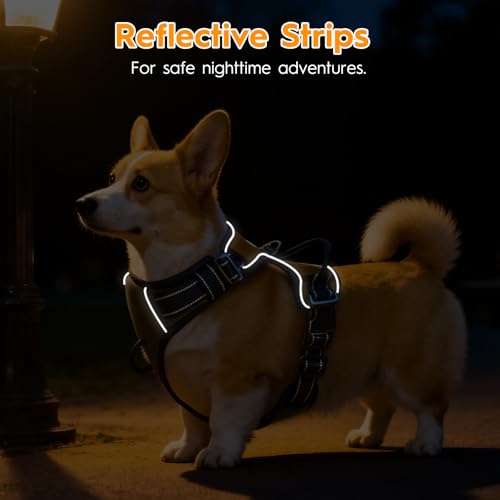 No Pull Dog Harness, No-Choke Soft Padded Reflective Dog Vest Harness with Front Clip & Top Handle, 2 Quick-Release Buckles, Adjustable for Small Medium Large Dogs - color: Brown, size: X-Small