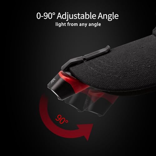 SUNREI Rechargeable Motion Sensor Clip on Hat Light with 150 Lumen & 600 mAh Headlamp, Rotatable Headlamp Flashlight for Fishing Camping Running Hand Work, Include Headband (Red) - size: H150-red