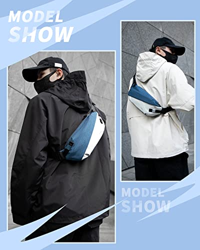Fanny Pack For Women,Crossbody Sling Bags For Women,Waist Packs For Men,Belt Bags Travel Fanny Pack,Casual Daypack Shoulder Bag Running Tactical Man Purse - color: A1-Blue White