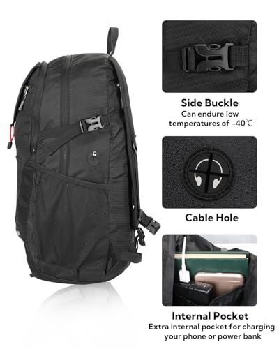 WATERFLY Lightweight Packable Hiking Backpack, 30L Day Pack Black - color: Black