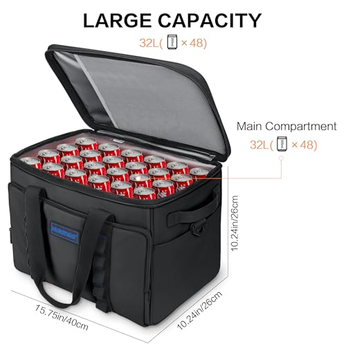 Hulongo Soft Sided Insulated Cooler Bag, 32L - color: black