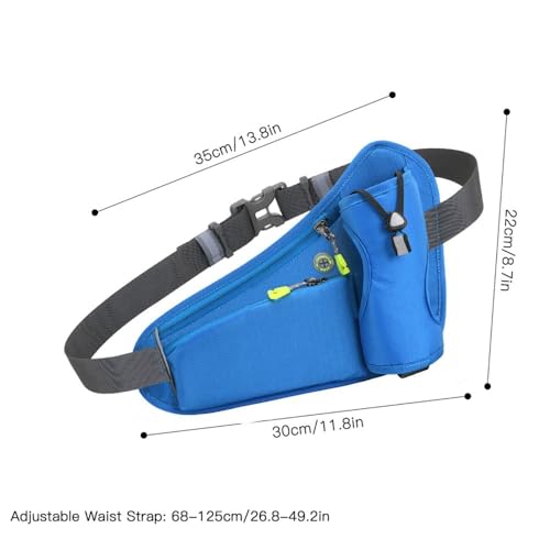 Running Waist Pack with Water Bottle Holder, Adjustable Belt - color: Blue