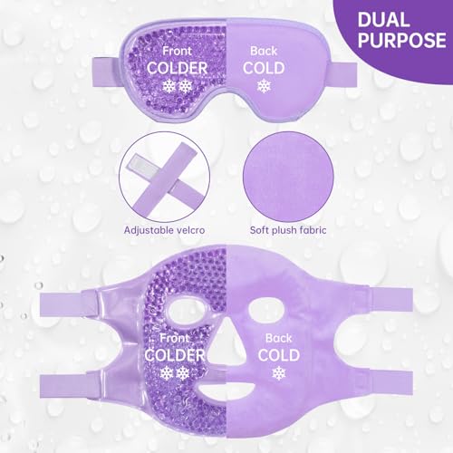 ZNÖCUETÖD Cooling Mask Ice Pack for Face Eye, Hot Cold Compress for Face - color: Purple-#2