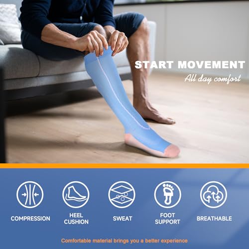bropite Compression Socks For Women&Men,6 Pairs 20-30 mmHg Knee-High Socks - color: 15-6-pureline, size: Large-X-Large