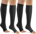 bropite Zipper Compression Socks Women & Men - 2Pairs Calf Knee High 15-20mmHg Open Toe Compression Stocking suit for Walking - color: A- Black, size: Xx-large