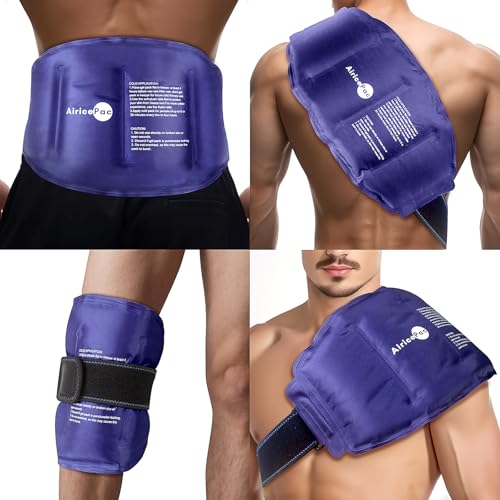 AiricePac 16 × 9" Large Ice Pack for Injuries Reusable Gel for Lower Back, Shoulder, Knee, Elbow, Hip, Leg, Soft Flexible Cold Compress for Pain Relief - style: BLUE-1