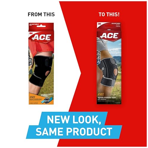 ACE Brand Adjustable Knee Brace with Side Stabilizers Provides Support & Compression to Arthritic and Painful Knee Joints - size: Adjustable