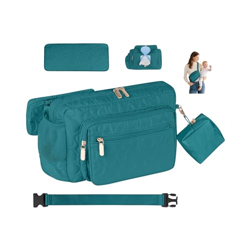 Rexmore Quilted Puffer Diaper Fanny Pack, Crossbody Mom Purse, Dark Green - color: Dark Green