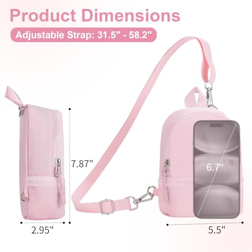 Babysun Mini Backpack Keychain Wristlet Pouch Small Change Coin Purse Cute Zipper Wallet With 3 RFID Card Slots For Women/Men Airpods Cosmetics - color: Pink-L