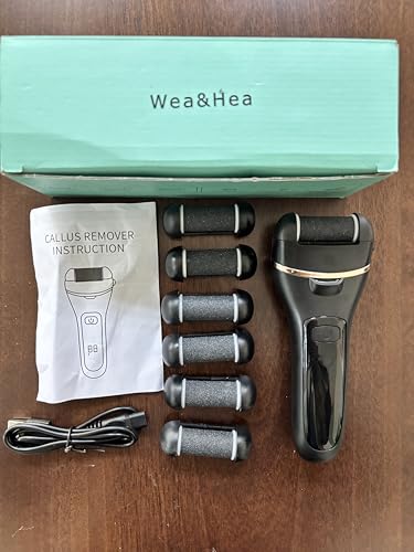 Electric Callus Remover for Feet with 6 Roller Heads 2 Speed Rechargeable Waterproof Foot File Pedicure Kit Foot Spa Products - style: 6 Roller Heads
