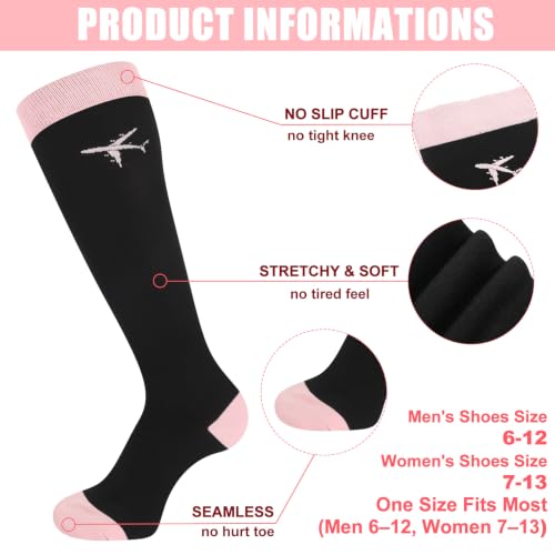 Skicuff 2 Pairs Travel Compression Socks for Men and Women - color: Pink