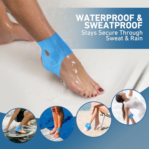 KTQUICK Precut Kinesiology Tape for Ankle,24 PCS,20% Stronger Adhesive,Blue - color: Blue, size: 24PCS