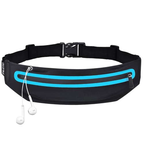 Running Belt Fanny Pack, Running Waist Pack for Women & Men USA Patented Hands-Free Reflective Runner Pouch Belt Fitness Workout Bag No-Bounce Adjustable Sport Travel Fanny Pack Cell - color: Blue