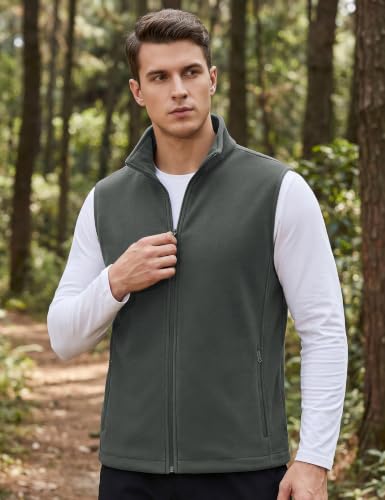 TACVASEN Men's Fleece Vest Winter Casual Vests Outerwear Sleeveless Jacket - color: Dark Gray, size: X-Large