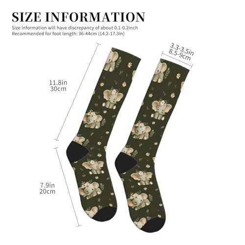 Cute Compression Socks Knee High Support Stockings Women Men - color: Cute Elephant
