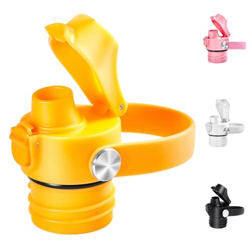 EIPOSAU Auto Flip Lid for Hydro Flask Standard Mouth Bottle, Spout lid for HydroFlask Narrow Mouth Bottle, Replacement Lid with Button Lock - color: Yellow