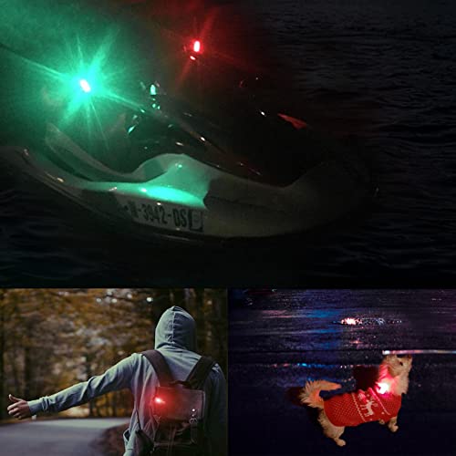 Amzonly 4Pack Kayak Lights with IPX8 Fish-shaped Waterproof Bag, Battery Operated Navigation Lights for Night Kayaking, Clip on for Paddle board, Pontoon Boat, Dinghy, Canoe, Jetski, Kayak Accessories - color: 01 1Green-1Red-2White