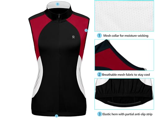 Little Donkey Andy Women's Half Zip Breathable Cycling Vests Reflective Sleeveless Jerseys Shirts Golf 4 Rear Pockets - color: Upgraded Black, size: XX-Large