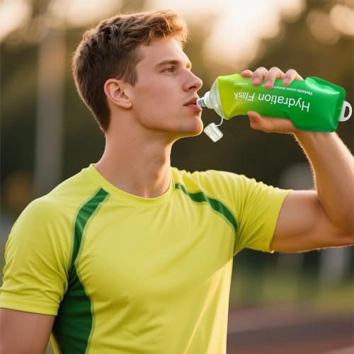 500ml Soft Flask Soft Water Bottle for Running, Hiking, Cycling and Climbing - Gradient Green - color: 500ml, Gradient Green