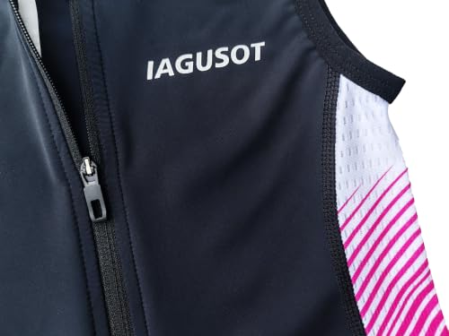Boys Triathlon Suit Youth Racing Tri Skin Suit for Cycling Swim Run - color: Black/Pink, size: X-Large