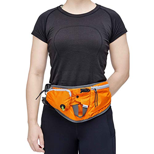 Blueberry Style Orange Bumbag Waist Bag Fanny Pack for Walking Running - Built-in Poop Bag Holder, Dog Treat Pouch, Adjustable Waistband, and Bottle Holder - color: 1 Pack Waist Bag - Orange