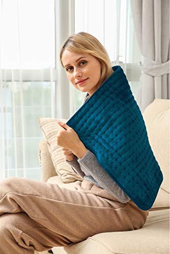 Ambershine 17''x33'' XXXL King Size Heating Pad with 12 Temperature Settings & 4 Auto-Off Countdown Timers, Pain Relief for Back/Neck/Shoulders/Abdomen/Legs(Dark Teal) - color: Dark Teal