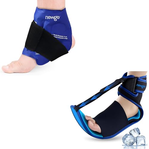 NEWGO Bundle of Ankle Ice Pack Blue and Plantar Fasciitis Night Splint