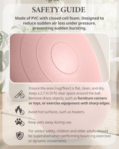 Trideer Yoga Ball for Exercise, Pregnancy, Active Sitting, 55/65/75cm - color: Blush Dawn Pink, size: L(23-26ines/58-65cm)