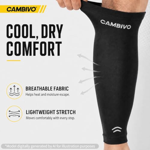 CAMBIVO Calf Compression Sleeves for Men & Women - Footless for Running - size: Large