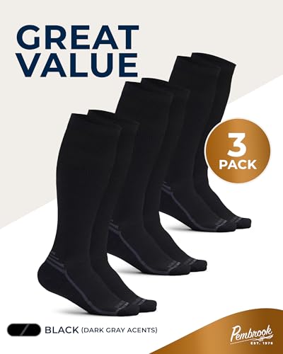 Pembrook 3 Pairs Copper Compression Socks 15-20 mmHg | Graduated Support - color: Black (Dark Gray Accents) - 3 Pairs, size: X-Large