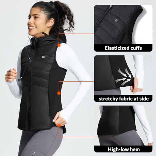 baleaf Women's Winter Running Vest Fleece Hooded Jacket Warm Slim fit - color: Black, size: X-Small