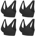 Boolavard Women's Seamless Sports Style Bra Crop Top Vest Stretch Shapewear - color: 4 X Black, size: Medium