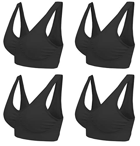 Boolavard Women's Seamless Sports Style Bra Crop Top Vest Stretch Shapewear - color: 4 X Black, size: X-Large
