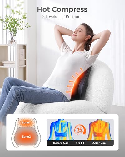 Boriwat Back Massager with Heat, 3D Kneading Massage Pillow for Back, Neck, Shoulder, Leg Pain Relief Deep Tissue, Gifts for Women Men Mom Dad - color: Black