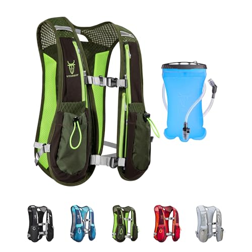 UTOBEST Running Vest Lightweight Hydration Vest Pack 5L UTR104 - color: Green Vest 5L with 1.5L Bladder