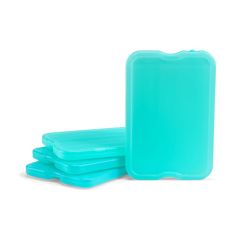 Cool Coolers by Fit & Fresh 4 Pack XL Slim Ice Packs, Quick Freeze Space Saving Reusable Ice Packs for Lunch Boxes or Coolers - color: Green (4 Pack)