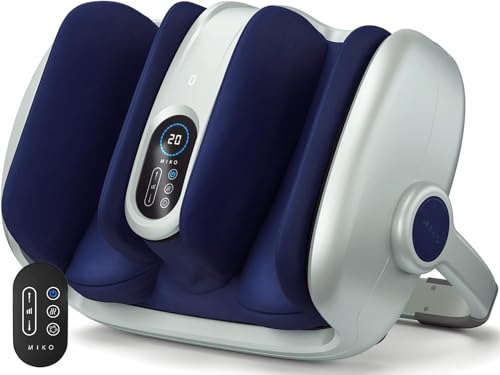 MIKO Shiatsu Foot, Leg and Calf Massager with Heat - color: Silver-blue