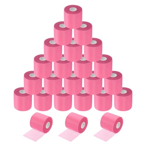 MECCANIXITY 24 Rolls Pre Wrap Athletic Tape 30 Yard x 2.8" Foam Under Wrap Tape Sports Prewrap Headband for Hair Ankles Wrists Hands Knees - color: Light Pink