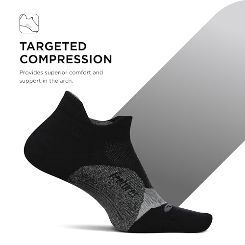Feetures Elite Light Cushion No Show Tab Sock Wave - color: New Black (3 Pair), size: X-Large