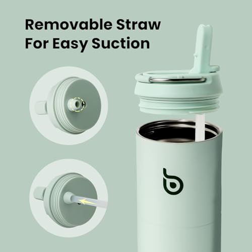 BOTTLE BOTTLE Insulated Water Bottle 24oz with Straw Lid and Handle Sports - color: Light Green