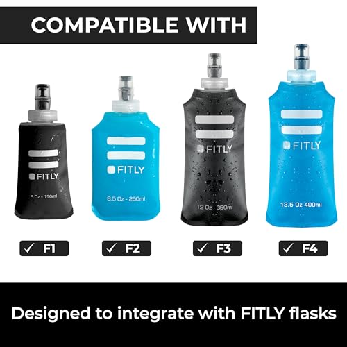 FITLY Handheld Running Water Bottle with Strap, 350ml Soft Flask